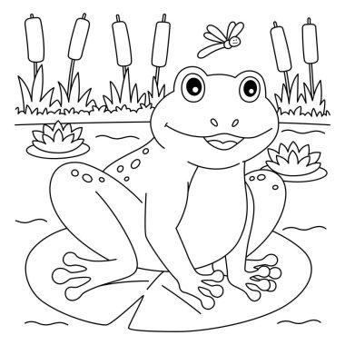 A cute and funny coloring page of a Spring Frog on a Water Lily. Provides hours of coloring fun for children. Color, this page is very easy. Suitable for little kids and toddlers.