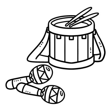 A cute and funny coloring page of a Drum and Maracas. Provides hours of coloring fun for children. Color, this page is very easy. Suitable for little kids and toddlers.