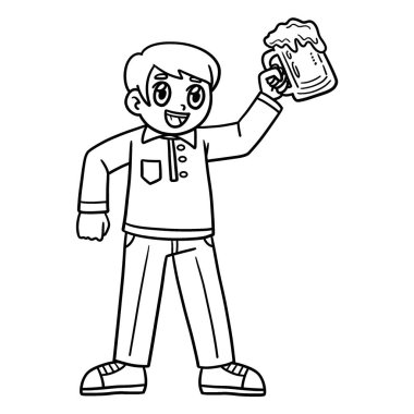 A cute and funny coloring page of a Dad Drinking Beer. Provides hours of coloring fun for children. Color, this page is very easy. Suitable for little kids and toddlers.