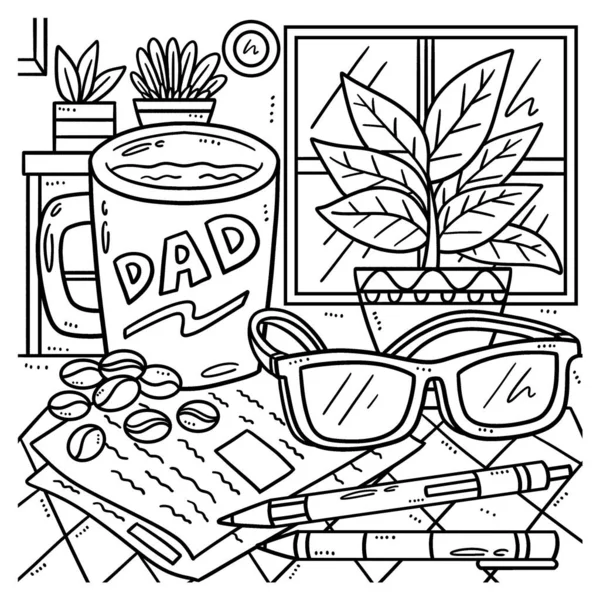 Cute Funny Coloring Page Coffee Eye Glasses Provides Hours Coloring — Stockový vektor