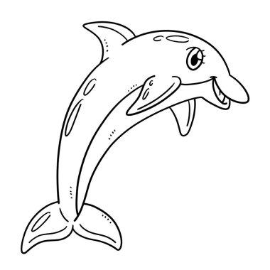 A cute and funny coloring page of Dolphin Jumping Out. Provides hours of coloring fun for children. Color, this page is very easy. Suitable for little kids and toddlers.