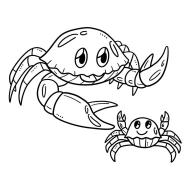 A cute and funny coloring page of Crabs. Provides hours of coloring fun for children. Color, this page is very easy. Suitable for little kids and toddlers.