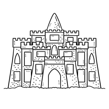 A cute and funny coloring page of Sand Castle. Provides hours of coloring fun for children. Color, this page is very easy. Suitable for little kids and toddlers.