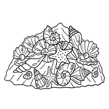 A cute and funny coloring page of Seashells. Provides hours of coloring fun for children. Color, this page is very easy. Suitable for little kids and toddlers.