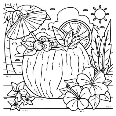 A cute and funny coloring page for Coconut Cocktail. Provides hours of coloring fun for children. Color, this page is very easy. Suitable for little kids and toddlers.