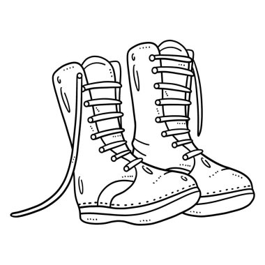 A cute and funny coloring page of Combat Boots. Provides hours of coloring fun for children. Color, this page is very easy. Suitable for little kids and toddlers.