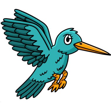 This cartoon clipart shows a Spring Flying Bird illustration.