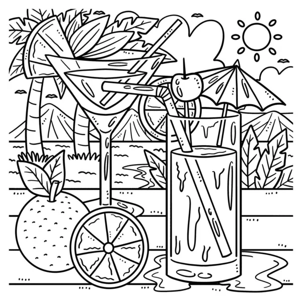 A cute and funny coloring page of Cocktail on the Beach. Provides hours of coloring fun for children. Color, this page is very easy. Suitable for little kids and toddlers.
