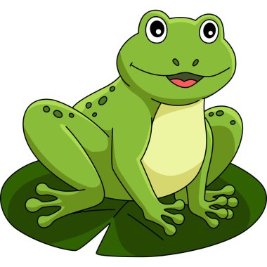 This cartoon clipart shows a Spring Frog on a Water Lily illustration.