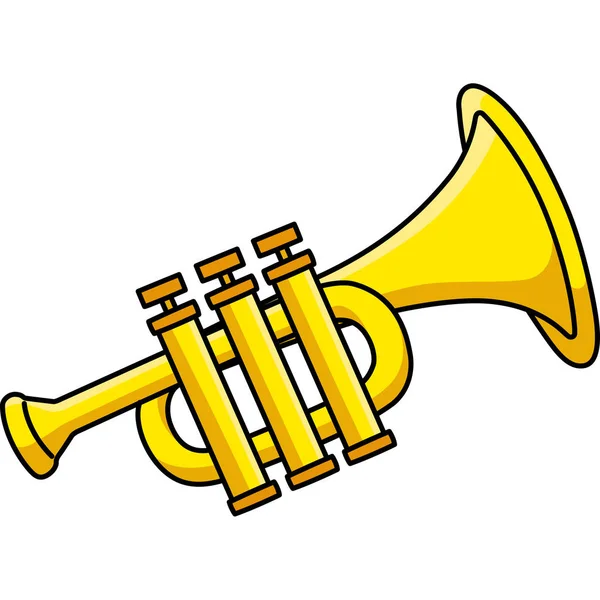 Cartoon Clipart Shows Mardi Gras Trumpet Illustration — Stock Vector