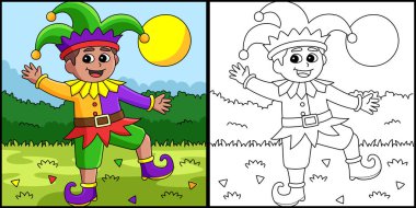 Bu renkli sayfa Mardi Gras Soytarısı Çocuğu 'nu gösteriyor. Bu illüstrasyonun bir tarafı renkli ve çocuklar için bir ilham kaynağı..