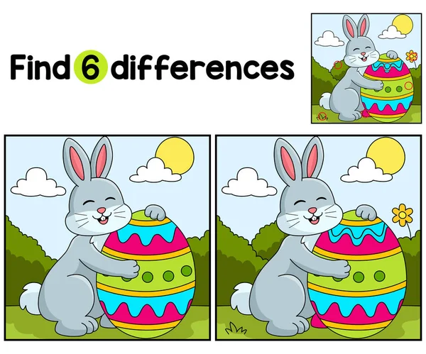 Encontre Localize Diferenças Nesta Página Atividades Para Crianças Rabbit Hugging —  Vetores de Stock