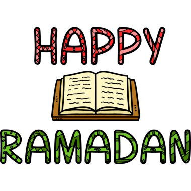 This cartoon clipart shows a Happy Ramadan illustration. 