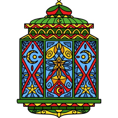 This cartoon clipart shows a Ramadan Lantern Mandala illustration. 