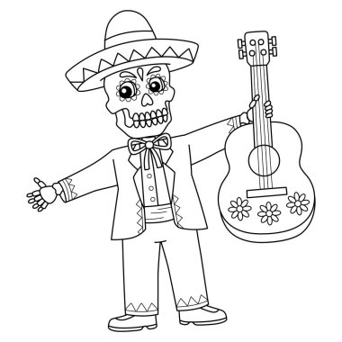 Meksikalı Mariachi İskeleti için sevimli ve komik bir renk sayfası. Çocuklar için saatlerce boyama eğlencesi sağlıyor. Renk, bu sayfa çok kolay. Küçük çocuklar ve yeni yürümeye başlayanlar için uygun..