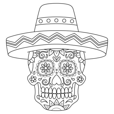 Dia de los Muertos 'un şirin ve komik renkli sayfası. Çocuklar için saatlerce boyama eğlencesi sağlıyor. Bu sayfayı renklendirmek çok kolay. Küçük çocuklar ve yeni yürümeye başlayanlar için uygun..