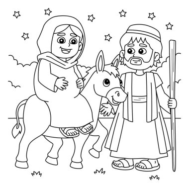 Mary ve Joseph 'in sevimli ve komik renkli bir sayfası. Çocuklar için saatlerce boyama eğlencesi sağlıyor. Renk, bu sayfa çok kolay. Küçük çocuklar ve yeni yürümeye başlayanlar için uygun..