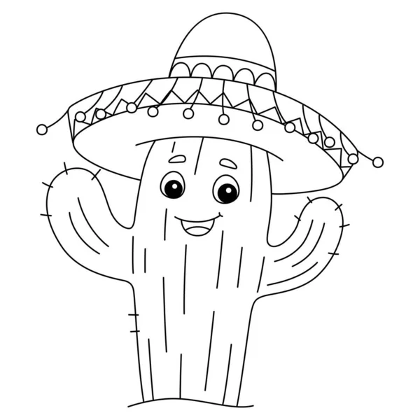 Urocza Zabawna Kolorowanka Kaktusa Sombrero Zapewnia Godziny Kolorowanki Zabawy Dla — Wektor stockowy