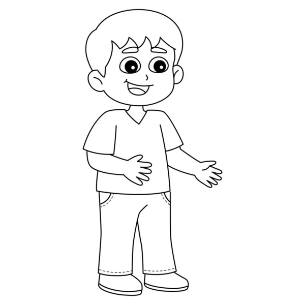 Une Page Colorier Mignonne Drôle Happy Boy Fournit Des Heures — Image vectorielle