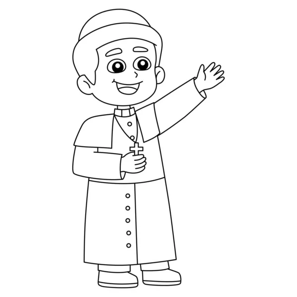 Cute Funny Coloring Page Priest Provides Hours Coloring Fun Children — Stock Vector