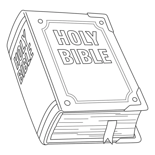 Uma Página Colorir Bonito Engraçado Bíblia Sagrada Fornece Horas Diversão — Vetor de Stock