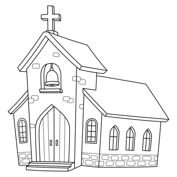Μια Χαριτωμένη Και Αστεία Σελίδα Χρωματισμού Της Χριστιανικής Εκκλησίας Παρέχει — Διανυσματικό Αρχείο
