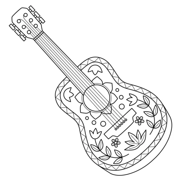 Cute Funny Coloring Page Guitar Provides Hours Coloring Fun Children — Stock Vector