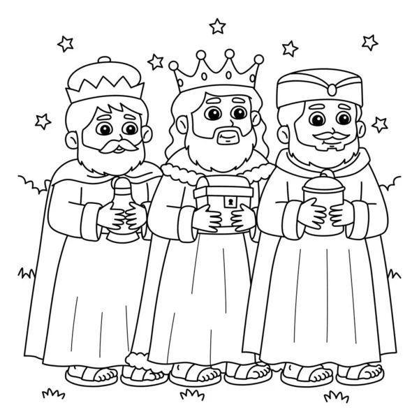 Egy Aranyos Vicces Színező Oldala Három Királynak Több Órányi Színező — Stock Vector