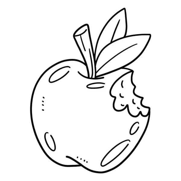 Гарненька Кумедна Сторінка Розмальовки Кусачого Яблука Надає Дітям Час Розмальовку — стоковий вектор