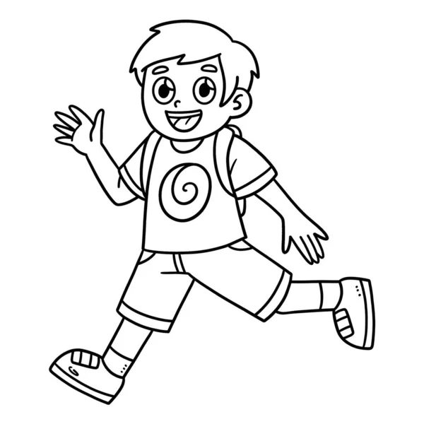 Est Une Page Colorier Mignonne Drôle Pour Étudiant Running Boy — Image vectorielle