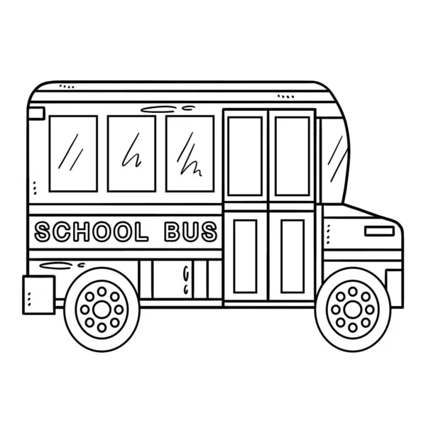 Симпатичная Смешная Страница Раскраски Последнего Дня Школьного Автобуса Обеспечивает Детям — стоковый вектор