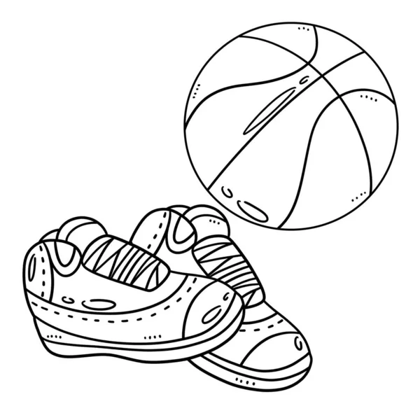 Una Página Para Colorear Lindo Divertido Baloncesto Zapatillas Deporte Proporciona — Archivo Imágenes Vectoriales
