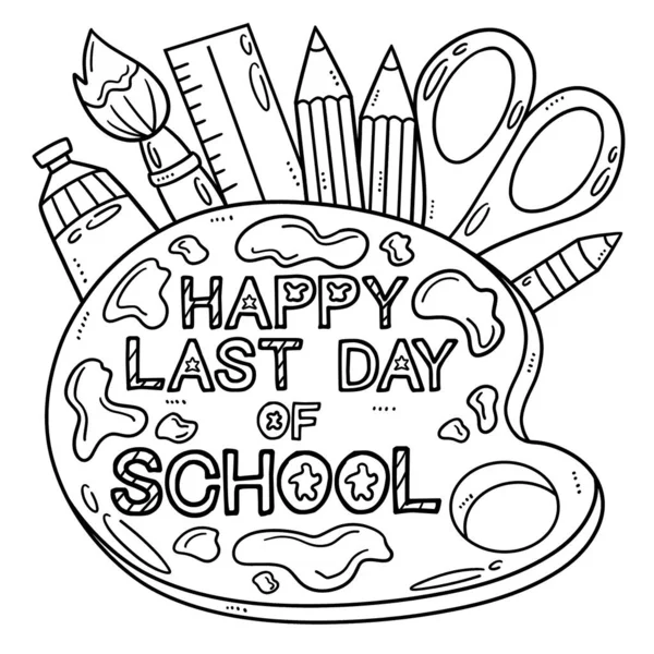 Cute Funny Coloring Page Happy Last Day School Provides Hours — Stock Vector