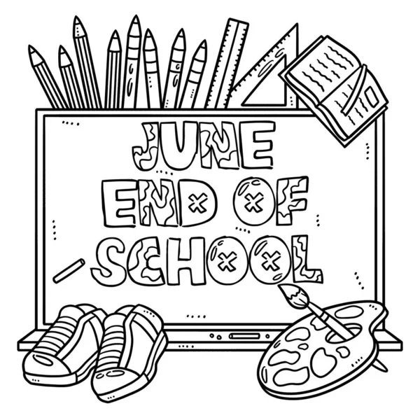 Halaman Mewarnai Lucu Dan Lucu Untuk Akhir Juni Sekolah Menyediakan - Stok Vektor