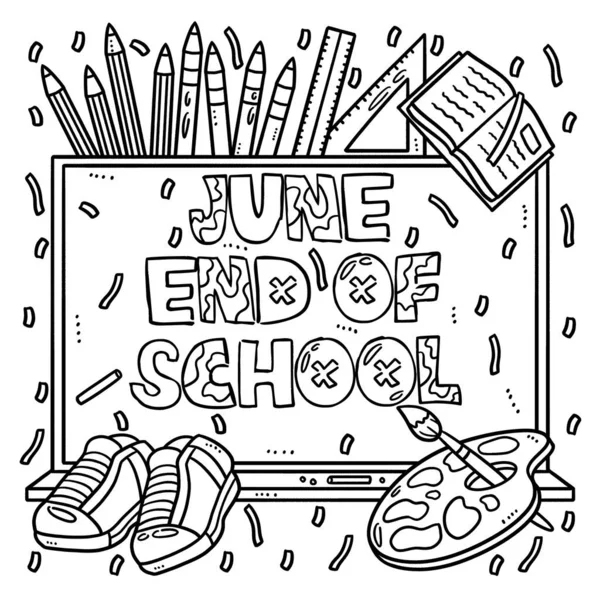 Halaman Mewarnai Lucu Dan Lucu Untuk Akhir Juni Sekolah Menyediakan - Stok Vektor