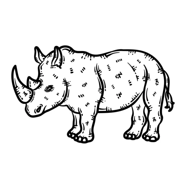 귀엽고 아름다운 Rhino Animal 페이지입니다 성인들은 색감을 수있다 — 스톡 벡터