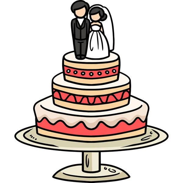 Karikatür Bir Düğün Pastası Illüstrasyonunu Gösteriyor — Stok Vektör