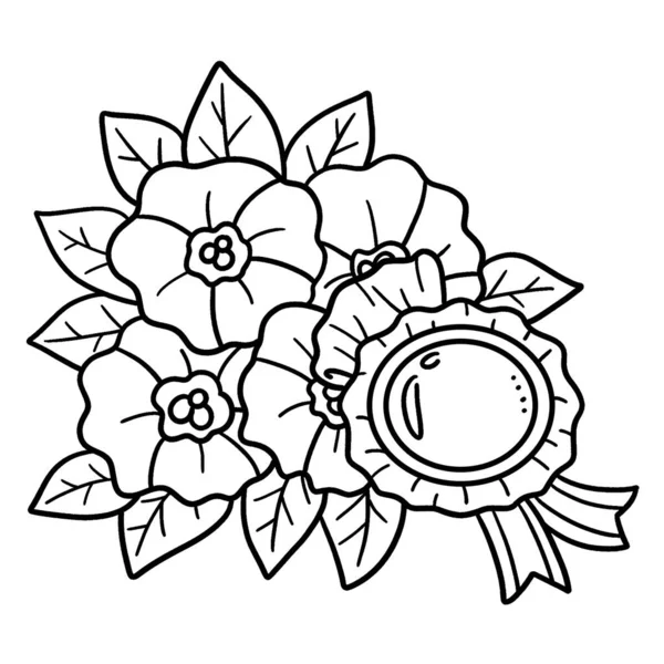Une Jolie Drôle Page Colorier Pour Flower Bouquet Avec Ruban — Image vectorielle