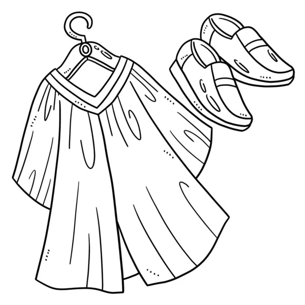 Cute Funny Coloring Page Graduation Graduation Toga Shoes Provides Hours — Stock Vector