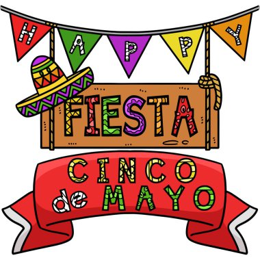 Bu karikatür parçası Cinco de Mayo Fiesta 'nın bir illüstrasyonunu gösteriyor.