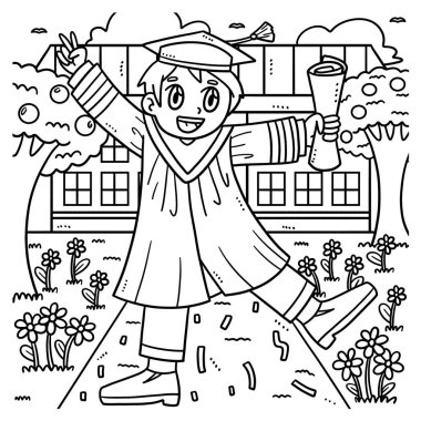 Diplomalı bir mezunun sevimli ve komik renkli sayfası. Çocuklar için saatlerce boyama eğlencesi sağlıyor. Renk, bu sayfa çok kolay. Küçük çocuklar ve yeni yürümeye başlayanlar için uygun..