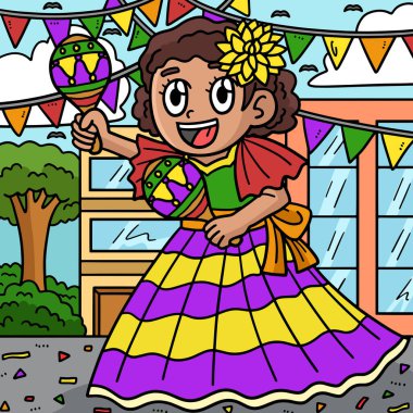 Bu karikatür parçası Maracas 'ı oynayan Cinco de Mayo Girl' ü gösteriyor..