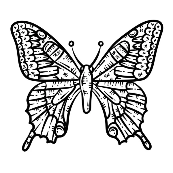 Eine Süße Und Schöne Malseite Von Einem Schmetterlingstier Bietet Stundenlanges — Stockvektor