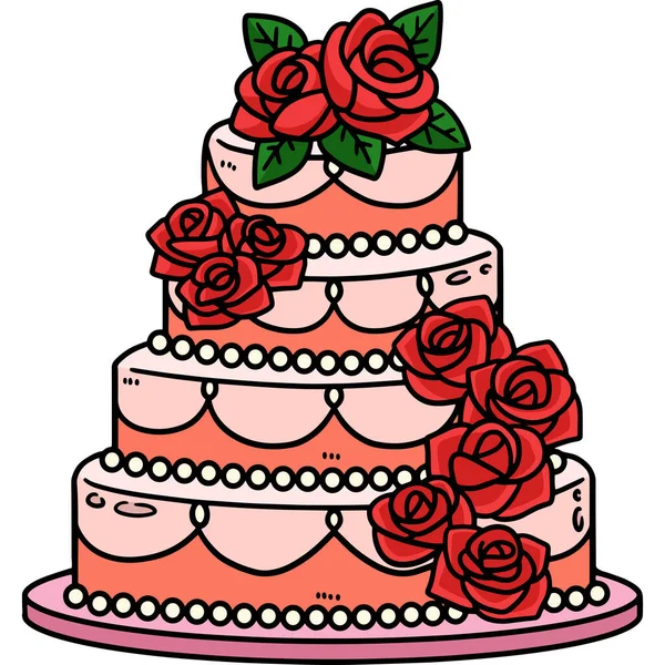 stock vector This cartoon clipart shows a Wedding Cake illustration.