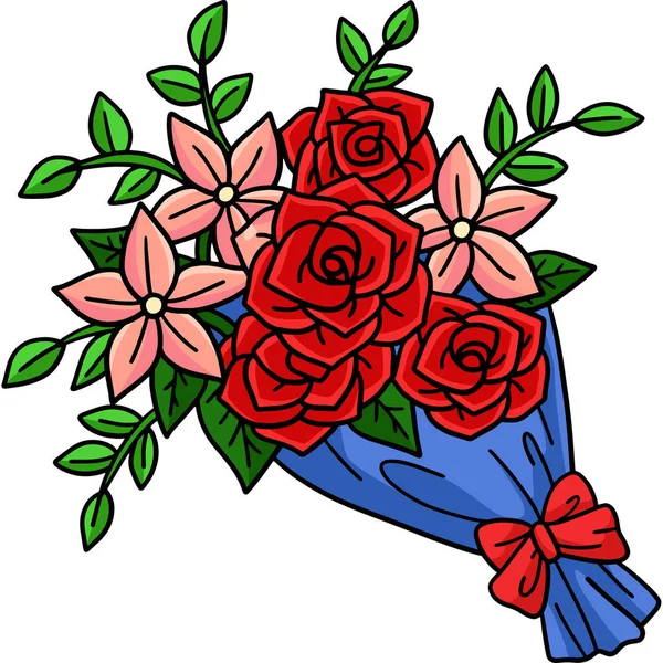 Clipart Bande Dessinée Montre Bouquet Illustration Fleur — Image vectorielle