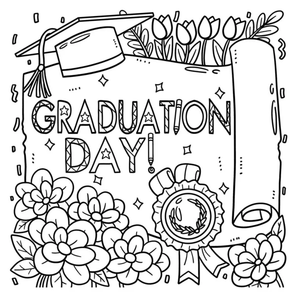 Une Page Colorier Mignonne Drôle Pour Une Journée Graduation Fournit — Image vectorielle