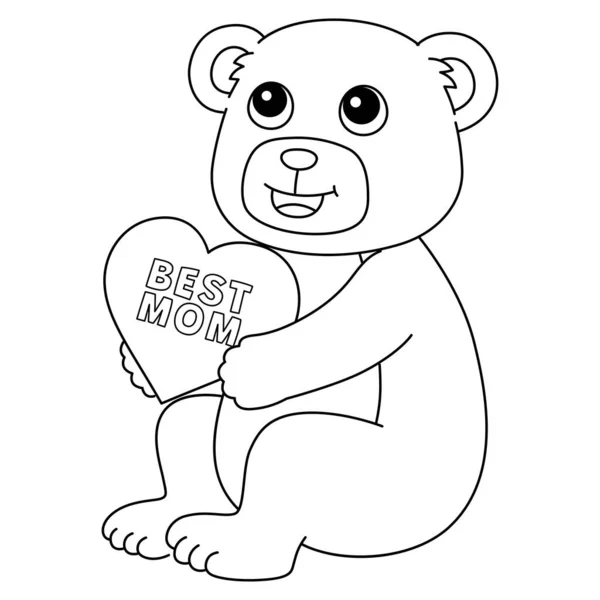 Uma Página Colorir Bonito Engraçado Melhor Urso Pelúcia Mãe Fornece — Vetor de Stock