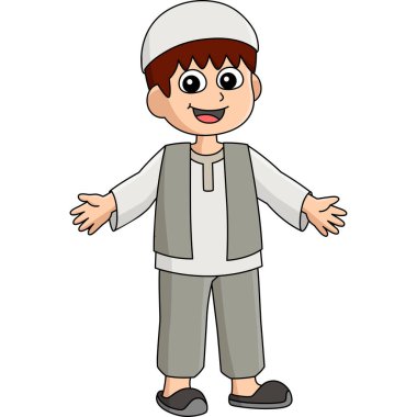 Bu karikatür, Mutlu Müslüman Çocuk illüstrasyonunu gösteriyor..