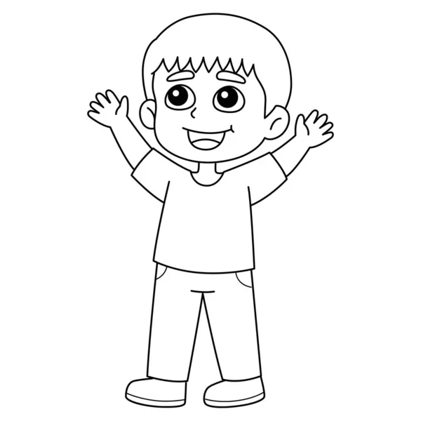 Cute Funny Coloring Page Happy Boy Provides Hours Coloring Fun — Stock vektor