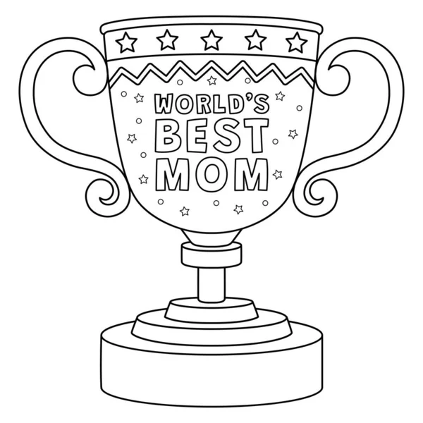 Uma Página Colorir Bonito Engraçado Troféu Feliz Dia Das Mães — Vetor de Stock